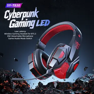Sy-T830 Long Battery Life Wireless PC Gaming Headset, Low Latency Expandable Earphone with Light Effects, Multi-Device Compatibility