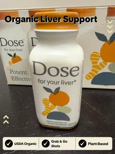 Dose Organic Wellness Shots 2oz – Liver Support with Turmeric, Milk Thistle & Dandelion Blend, USDA Organic, 6/12 Pack