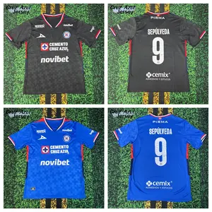 2526 Mexico League  Cruz Azul Home Away Black Sepulveda 9 Short Sleeve Top Football Jerseys LIGAMX Fan Edition