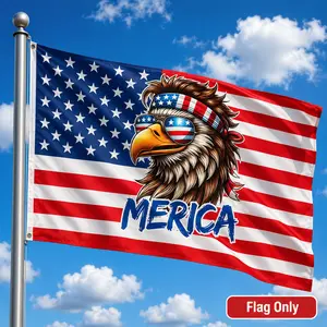 Funny American Flag Bald Eagle Merica 3x5 ft, Patriotic USA Flag with Grommets, Outdoor Yard Decor for July 4th, Porch, Garage, Man Cave