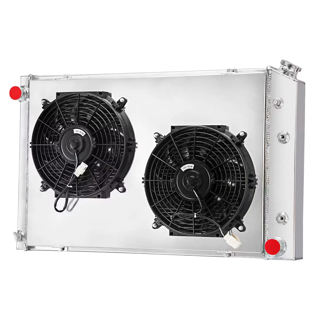 Alloyworks 3 Rows Radiator with Shroud Fan For 1973-1991 Chevy C/K C10 C20 C30 K10/20 V8 GMC Pickup 20-1/4" H x 33-1/4" W