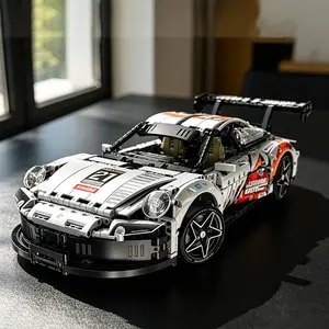 1869pcs Silver Racing Car Building Blocks Set, 1:10 Scale, over 50cm, High Difficulty DIY, Perfect for Gift, Birthday, Christmas, Building Blocks Kit