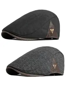 2 Pack Newsboy Hats for Men Flat Cap Adjustable Breathable Irish Cabbie Ivy Driving Hunting Hat
