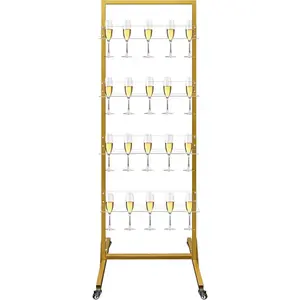 Metal Champagne Wall Holder & Champagne Tower - Wine Glass Stemware Rack, Champagne Flutes Display Stand