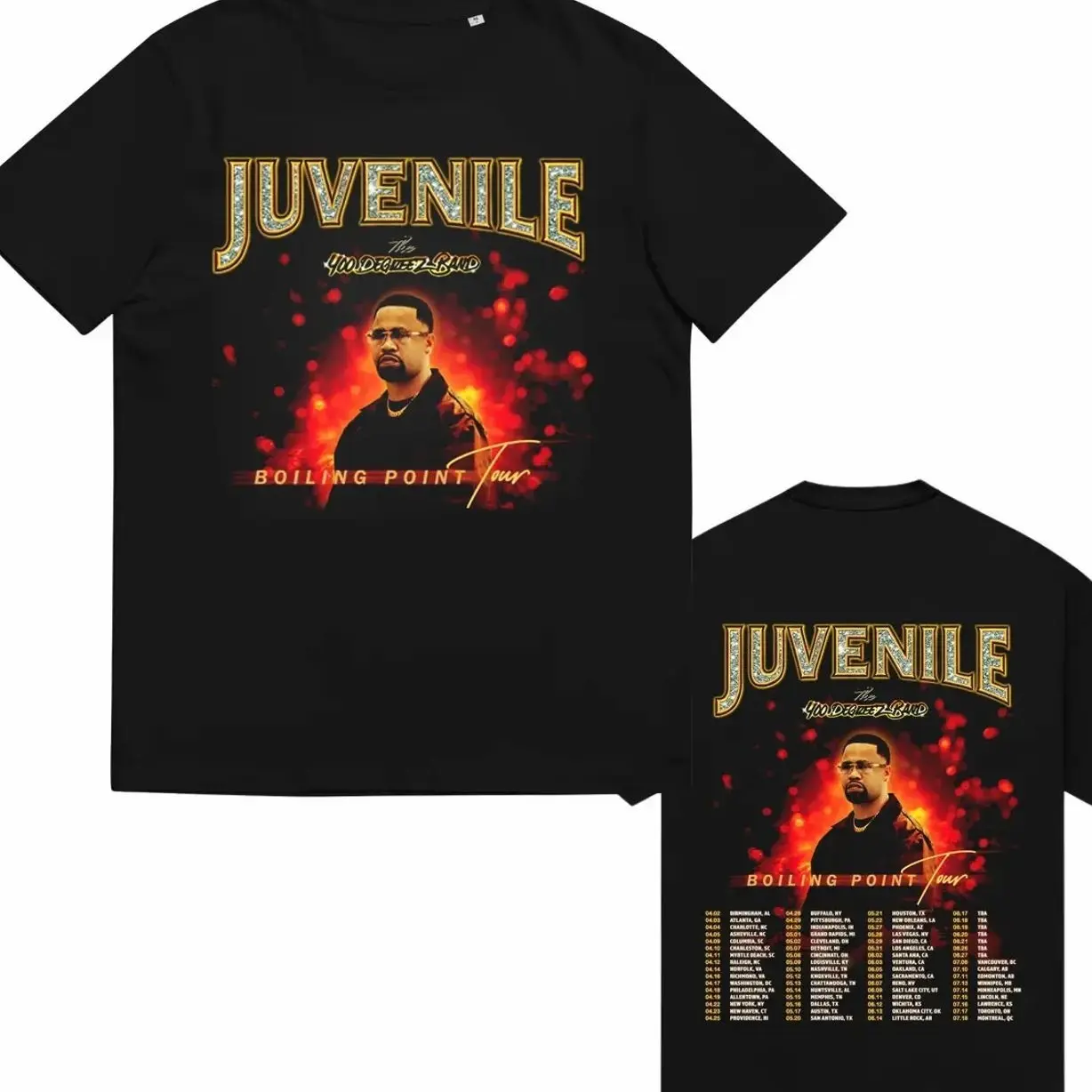 Juvenile Boiling Point Tour 2026 T-Shirt – Hip Hop Rap Legend Graphic Tee, Fire Aesthetic Concert Shirt with Tour Dates, Unisex Soft Cotton Fan Merch for Men & Women U