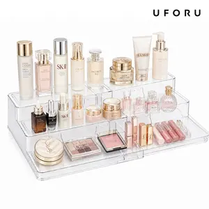 UFORU 3Tier Clear Display Stand for Perfume, Cologne, Fragrance, Skincare, Makeup, Cosmetics, Figures, Cupcake, Dessert Shelf Organiser Unrestricted free expansion and contraction dimensions summerwins