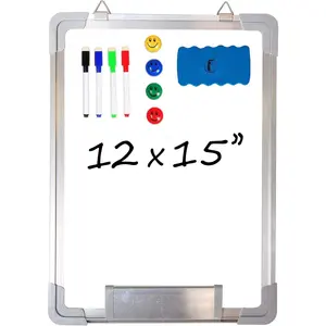 Whiteboard Set - 12 x 15 in Dry Erase Board with 1  Dry Eraser, 4 Dry Wipe Markers and 4  - Small White Board Wall  Marker Board for  and Office (12x15)