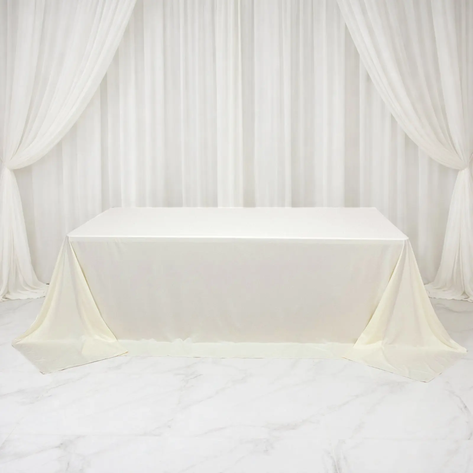Ivory Rectangle Scuba King Tablecloth - 108"x156" Extra-Wide, Wrinkle-Free, Stain-Resistant, Machine-Washable Banquet Linen for 8ft Tables, Banquet Halls, Restaurants