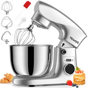 HOWORK Tilt-Head Stand Mixer (5QT/10-Speed) | 3-in-1 Baking Attachments for Home Bakers Steel Kitchen Appliances