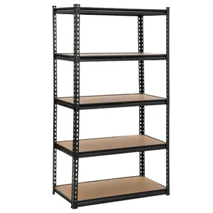 GARVEE 5 Tier Garage Storage Shelves, Heavy Duty Utility Shelves Metal Shelving Unit, 48"L x 18"W x 73"H Adjustable Storage Shelves Utility Rack for Garage Kitchen Basement Pantry Laundry, Black