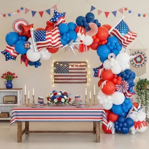 4th of July Balloon Garland Arch Kit, 146PCS Memorial Day Patriotic Balloons Red White Blue Decorations, USA Flag Independence Day Party Supplies for BBQ, Backdrop, Veterans Day Decor