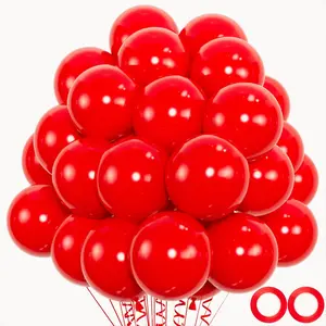 100pcs Red 12 inch Latex Balloons, Helium Quality for Birthday, Wedding, Christmas Decoration