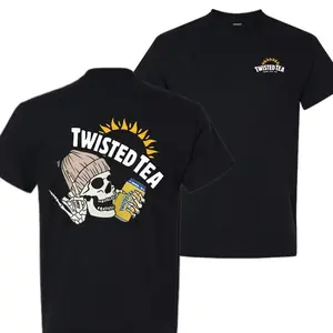 Twisted Tea Skull Drinking T-shirt Unisex Fashion 2 side Full Color,For Men And Women, Trendy Tshirt Menswear Top, Cotton Summer 8 trendy tshirt