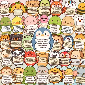 Tiny Cheer Squad 120PCS Emotional Support Animals Sticker Pack by Puraesla - Cute Holographic Inspirational Stickers for Water Bottles, Laptops, Phones, Positive Quote Vinyl
