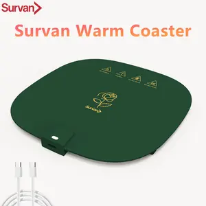 Coaster,Thermos cup mat silicone rollable warmer pad, thin, Type-C port input at 20V, reaches up to 80 degrees Celsius, suitable for office, business trips, and travel use, fits various heated cup types, keeps coffee/tea/milk bottles/wine warm