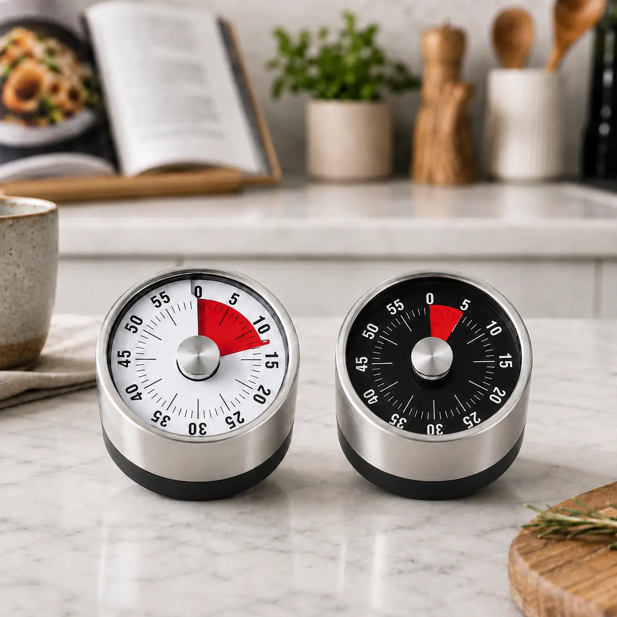 Stainless Steel Mechanical Kitchen Timer, 60 Minute Wind Up Manual Countdown Timer with Magnetic Back, No Battery Required Cooking Timer for Baking, Exercise, Study, Classroom