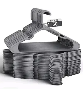 Pack of 50 Durable Slim Plastic Hangers - Stylish & Space-Saving Design