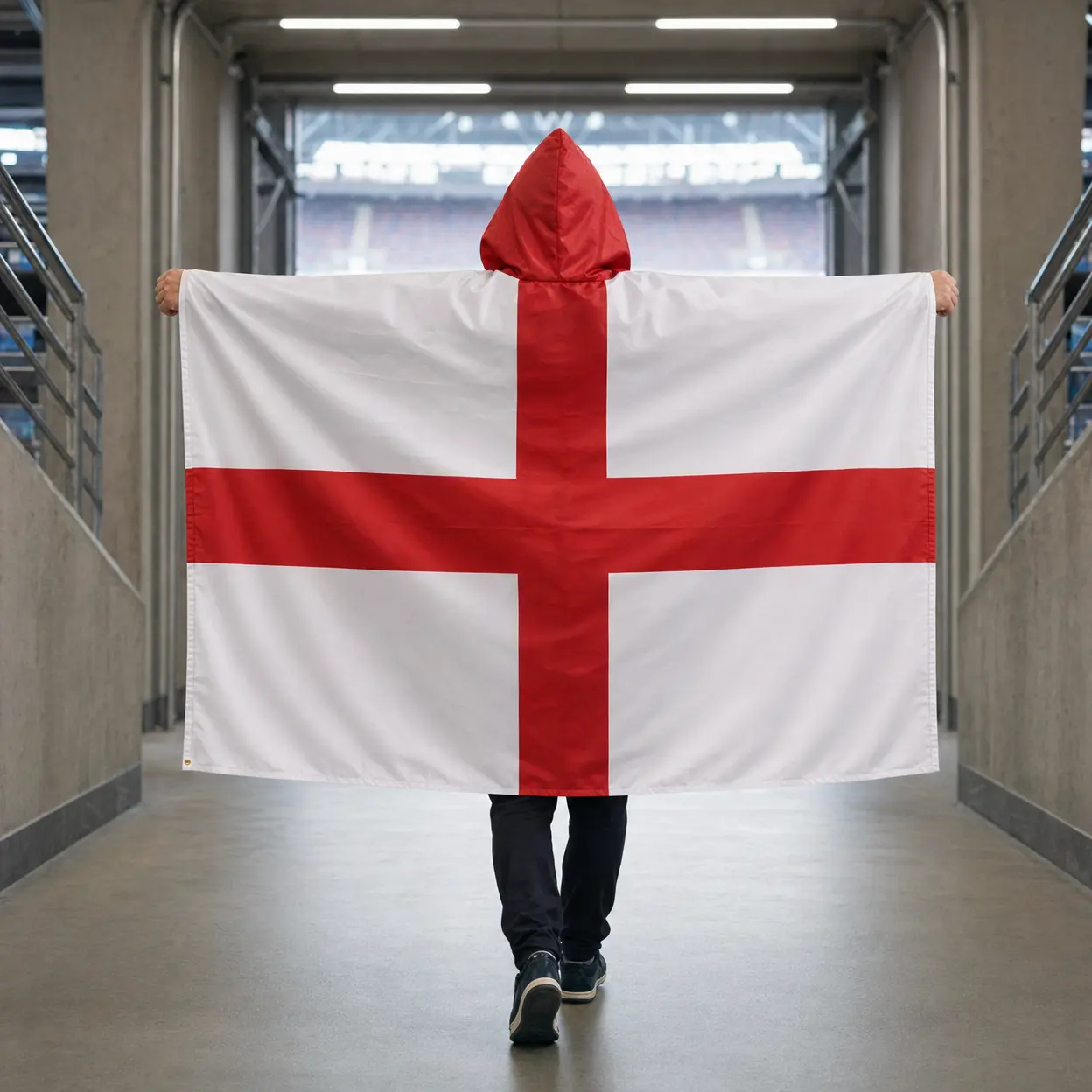England Soccer Fan Flag Cape With Hood | Stadium Wearable Flag | One Size