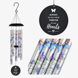 Butterfly Watercolor Memorial Wind Chimes for Loss of Loved  Mother Father,Memorial Sympathy Gifts Baskets & Funeral Bereavement  idea,Wind Chimes for Outside in Memory of a Loved  Mom