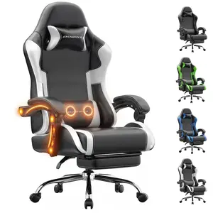 Summervibes Ergonomic Massage Lumbar Gaming Chair with Footrest , Ergonomic Computer Chair 330lbs with Headrest Pillow for Office, Home, Streaming and Long Gaming Sessions
