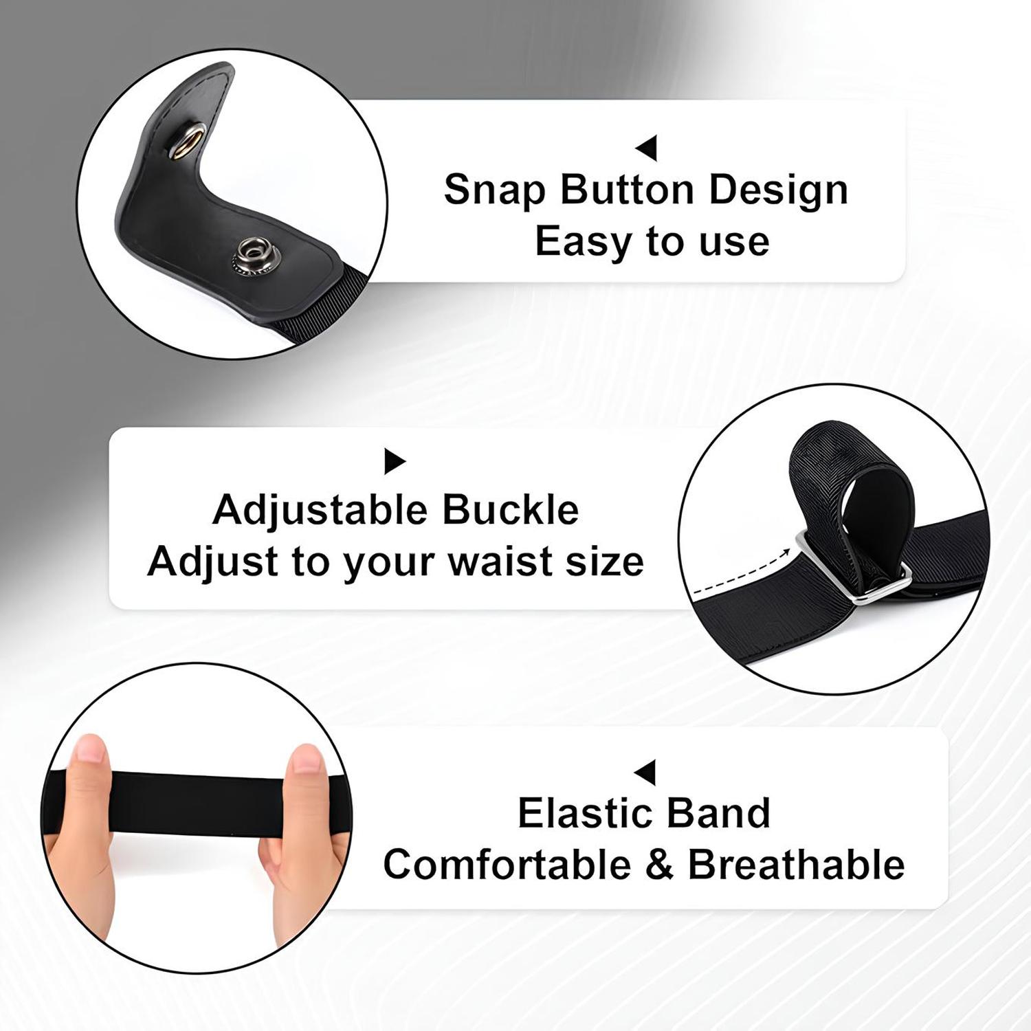 No Buckle Elastic Belt for Men & Women, Adjustable Invisible Stretch Belt with No Bulge for Jeans & Casual Outfits