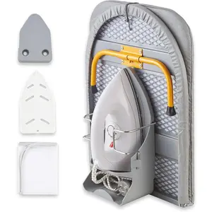 Foldable Ironing Board, 13"x35" Folding Tabletop Small Ironing Board with Iron Holder and Wall Mount Space-Saving, Grey