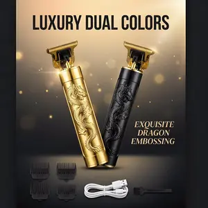 Men's home care essential! High-end black/gold dragon-pattern hair clipper! T-shaped blade, suitable for home haircutting/shaving, USB rechargeable, ideal for travel and business trips!