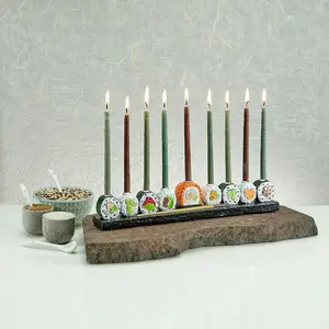 Hand-Painted Resin Sushi Menorah Candle Holder