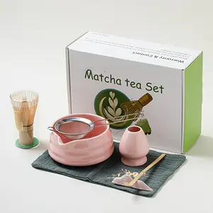 Ceramic Matcha Tea Ceremony Set, 7-Piece Traditional Japanese Matcha Making Kit, Reusable Matcha Preparation Accessories, Matcha Whisk, Tea Scoop, Tea Making Tools, Matcha Bowl Spout, Perfect Gift Choice