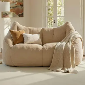 【Mother's Day Gift】Relefree 70.9" Oversized Bean Bag Loveseat Sofa for Adults Plush Modern Boneless Couch Latte Brown Space-Saving Comfortable Reading Chair for Living Room Office Bedroom Apartment with Exclusive Filling Formula & Premium Faux Fur Fabric