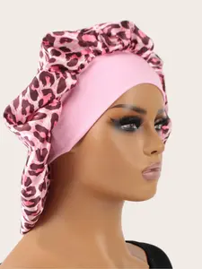Leopard Print Satin Sleeping Bonnet, Soft Elastic Sleeping Bonnet, Adjustable Satin Bonnet, Hair Bonnet for Women & Girls, Satin Lined Bonnet, Fashion Accessories for Daily Use