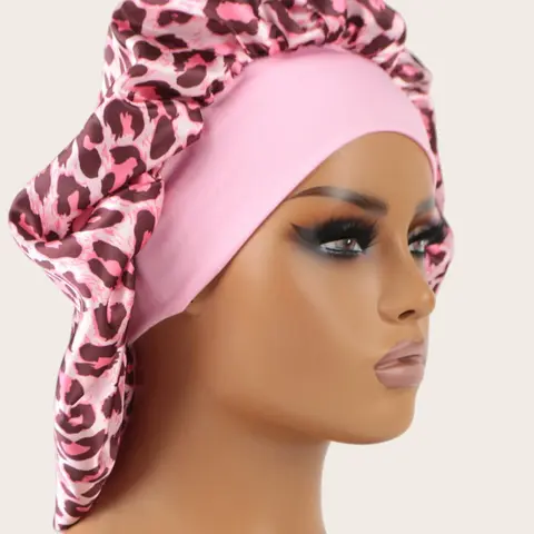 Leopard Print Satin Sleeping Bonnet, Soft Elastic Sleeping Bonnet, Adjustable Satin Bonnet, Hair Bonnet for Women & Girls, Satin Lined Bonnet, Fashion Accessories for Daily Use, Bonnets For Sleeping