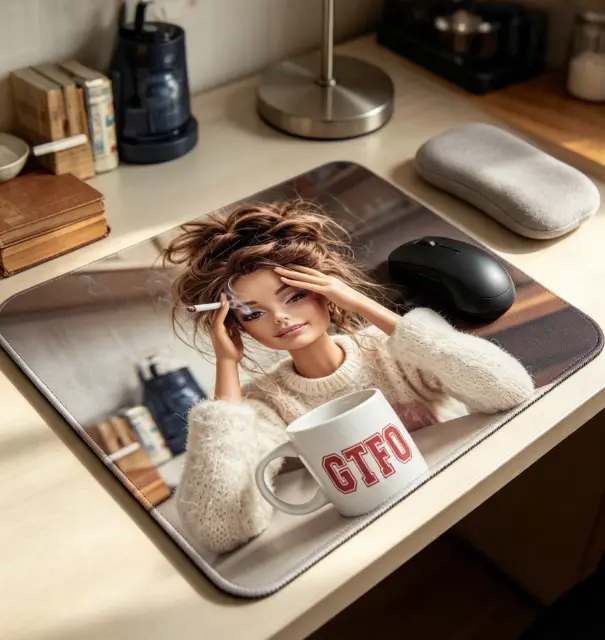 Exhausted from Work and Life Square Mouse Pad, Fun Stress-Relief Desktop Decoration Protection Pad, Rubber Non-Slip Lock Edge Work Pad, Small Size Suitable For Laptop Desktop Games Work, Workplace Stress-Relief Gift For Family And Friends