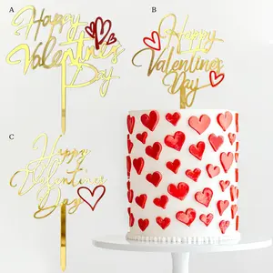 3pcs/6pcs Acrylic Valentine's Day Wedding Cake Topper for Birthday Valentine's Day Party Cake Decorations Supplies