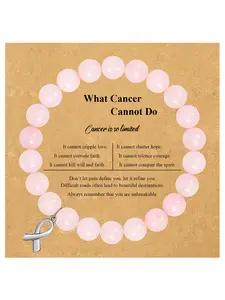Inspirational Ribbon Bracelet with Blessing Card for Women, Cancer Awareness Elastic Design, Ideal Gift for Any Occasion