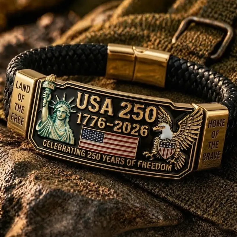 1 Piece USA 250 Freedom Legacy Bracelet, 250th Anniversary Free Heritage Wristband, Durable, Symbolic Jewelry Gift for Celebrations, Exquisite Bracelet Men