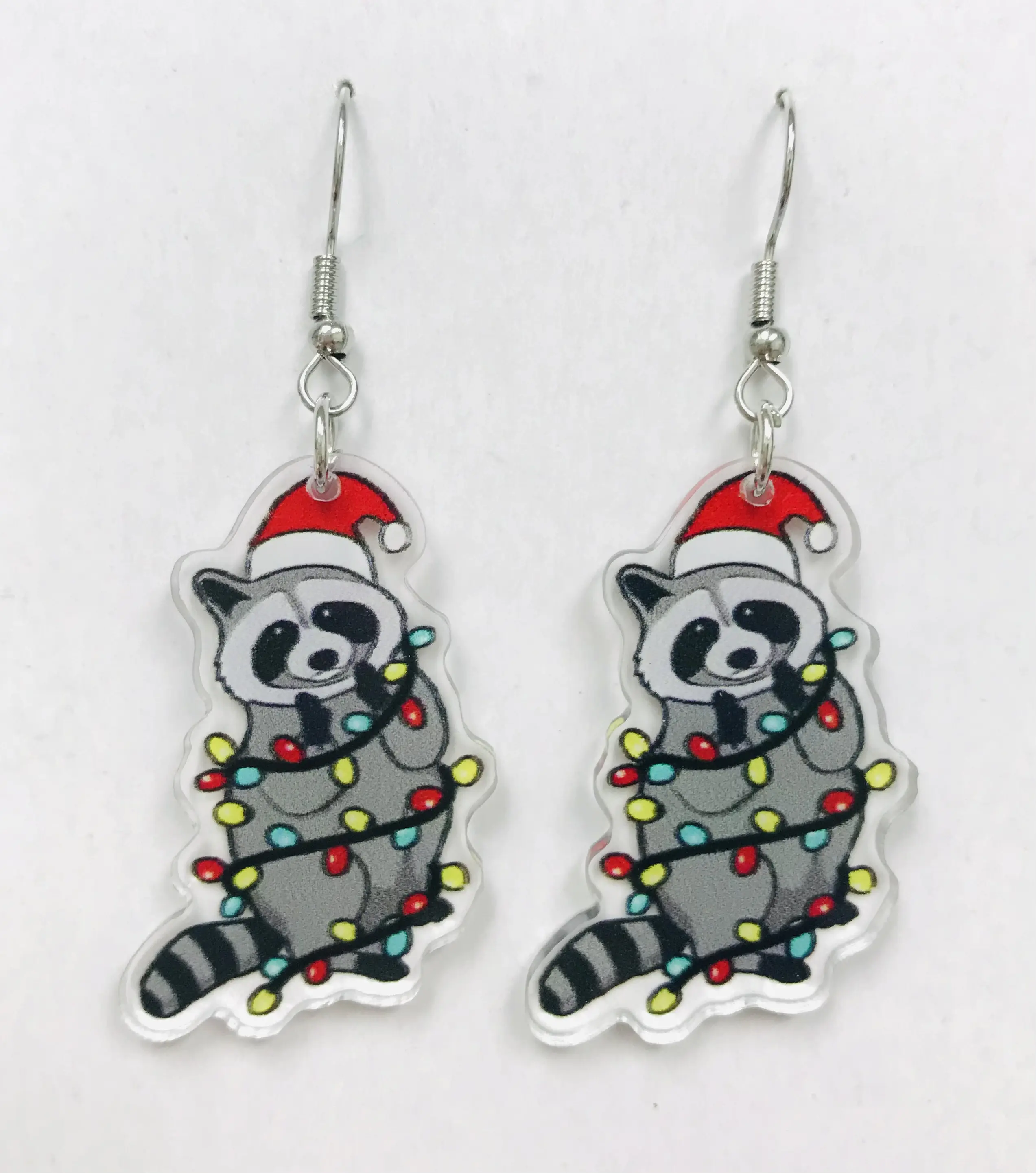 Raccoon with Christmas Lights earrings Raccoon with Christmas Lights earrings