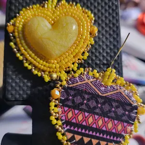 Yellow Glass Heart Earrings