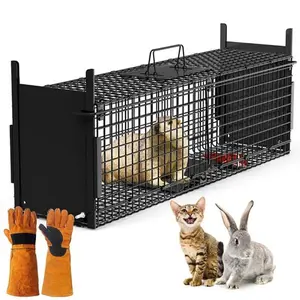 iMountek 32in 2 Door Live Animal Cage Trap For Animals Under 12LBS Easy To Setup Humane Galvanized Iron Trap Cage For Rabbits Groundhogs Skunk Opossums Nutria System Terrarium Farm Ant Acrylic