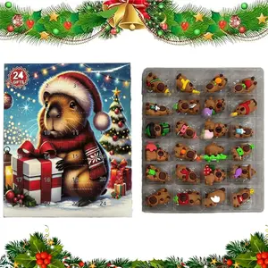 Capybara Arrival Calendar, Christmas Capybara Countdown Calendar, 2025 countdown decoration with 24 3D Capybara dolls (random toys)