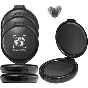 6 Pack Black Fingerprint Ink Pad,  Thumbprint Ink Pads for Notary Supplies, ,  ID & Law Enforcement.