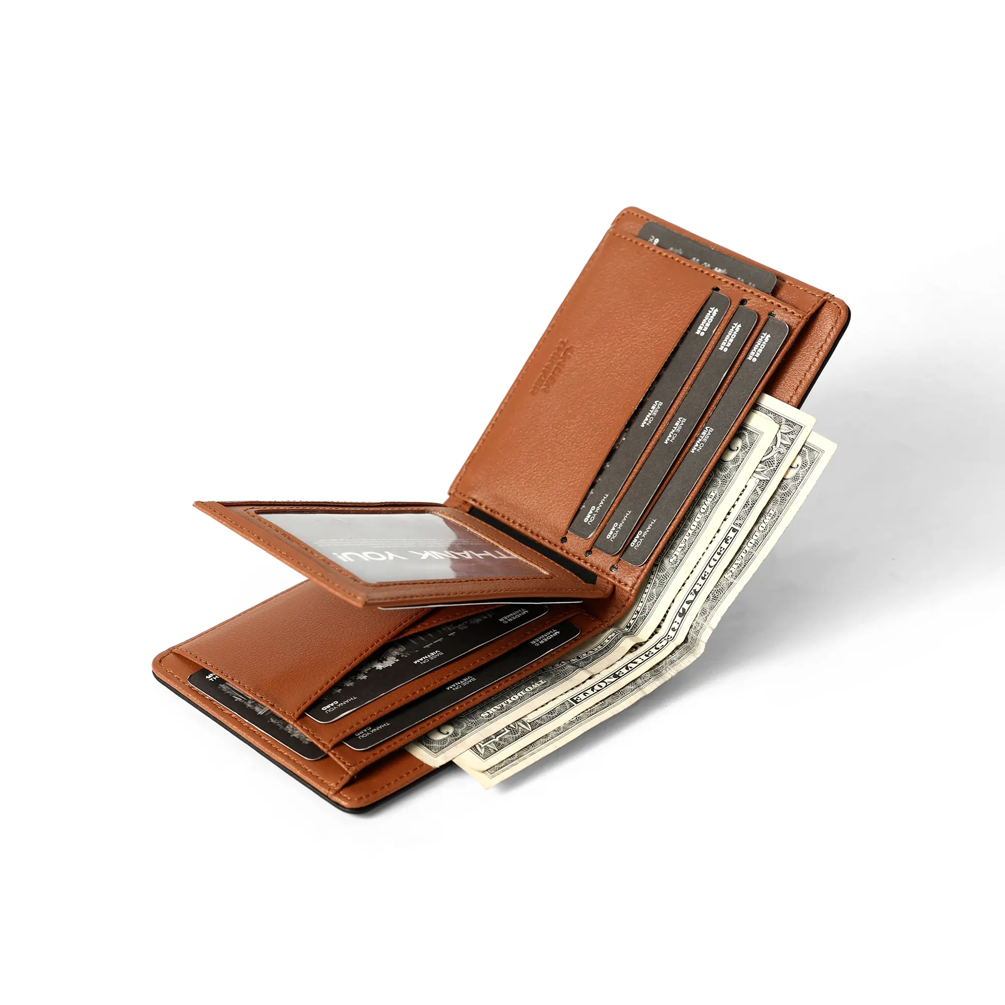 UNDER THINKER Mavo Slim Wallet Men, Men Slim Wallet, RFID Faux Leather Bifold Wallet with ID Window, Up to 9 Cards, Gift Box Included, Gift for Him SP FBT