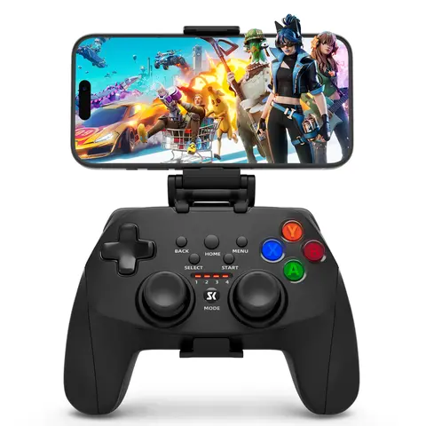 ISHAKO Wireless Game Controller For PC/Android/iOS/Tv Box, 2.4G & Wired High Polling Rate, With Phone Holder, Dual Vibration, Motion sensing, 800mAh Battery, Perfect For Smartphone/Console games