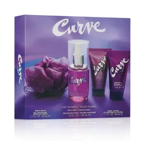 Curve Crush for Women Perfume Set, Day or Night Scent, 4 Piece Set Body Care Gift Aroma Comfort Cosmetics Skin Repair Skin Care