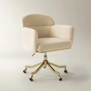 Z Gallerie Paige Velvet Desk Swivel Chair - Oatmeal/Jade Green