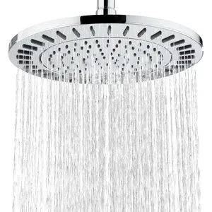 BRIGHT SHOWERS Rain Shower Head, 9 Inch High Pressure Waterfall Showerhead with Adjustable Angle and Anti-clogging Silicone Nozzles,Overhead Shower