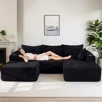 Black U Shape-Right Facing Chaise