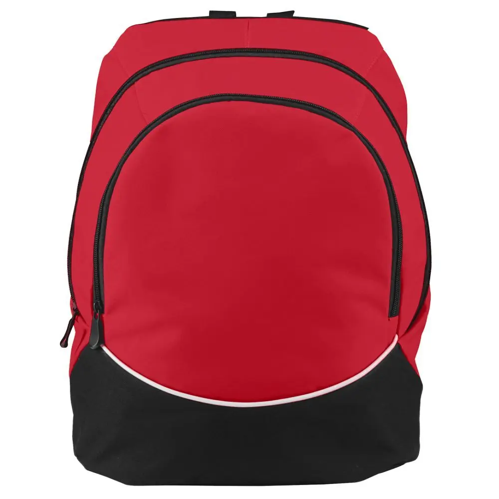 Athletic Tri-Color Sport Backpack in Red for Gym & Travel, 600D Polyester with Padded Straps, Web Handle & Bottom Board