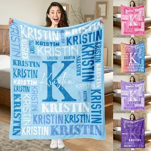 Personalized Name Fleece Custom Blanket: Soft And Comfortable, Suitable for Adults -Perfect for Home, Picnics, Or Travel - Contemporary Style, No Embellishments, Character Theme, All Seasons, Multi-Purpose, Fleece Fabric, Knit Weave, Craftsmanship, D