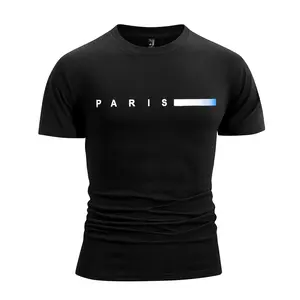 Men's "PARIS" Graphic Crew Neck T-Shirt, Casual Short Sleeve Tee with Minimalist Print, Stylish Everyday Top